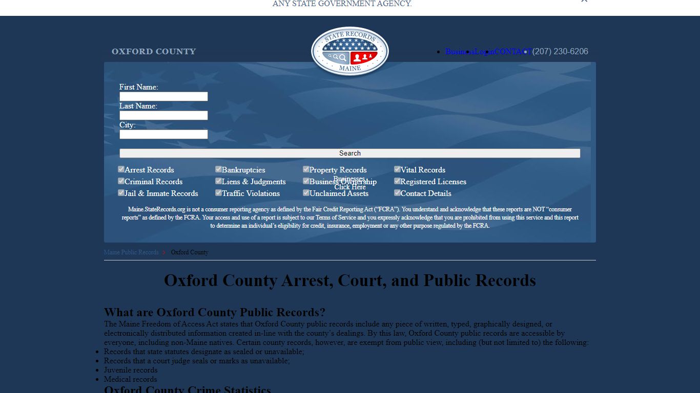 Oxford County Arrest, Court, and Public Records