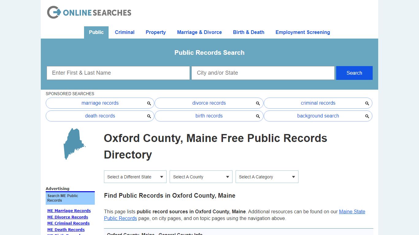 Oxford County, Maine Public Records Directory - OnlineSearches.com