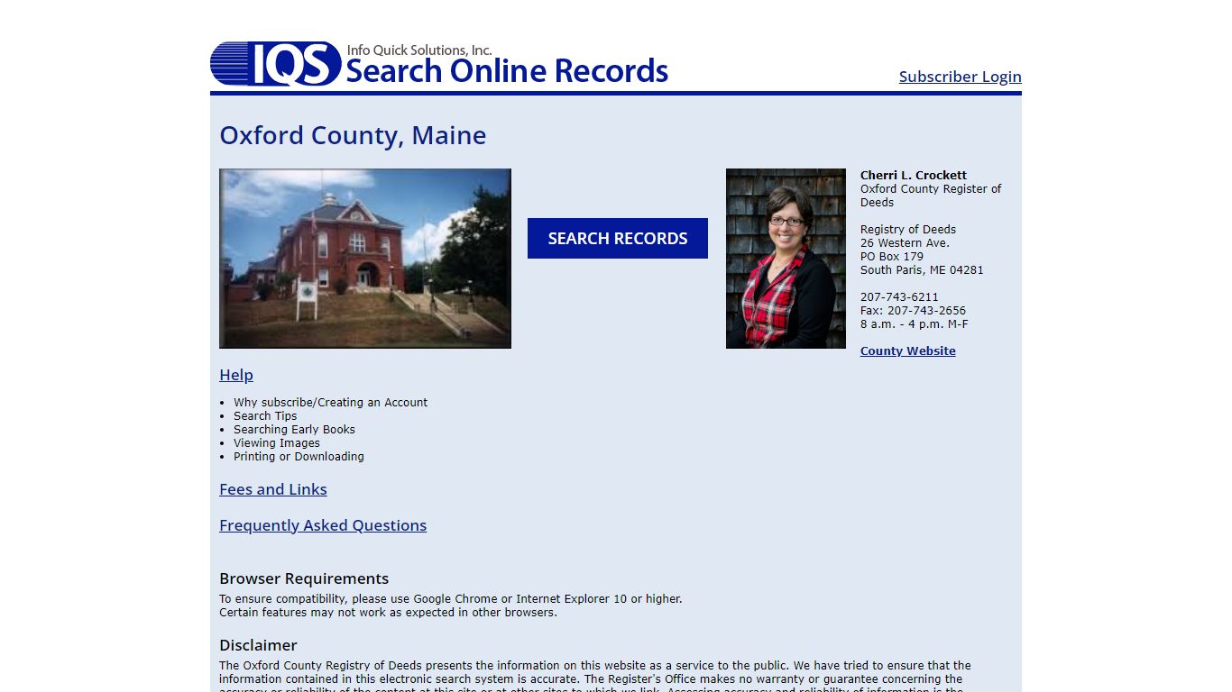 IQS - Search Oxford County, ME